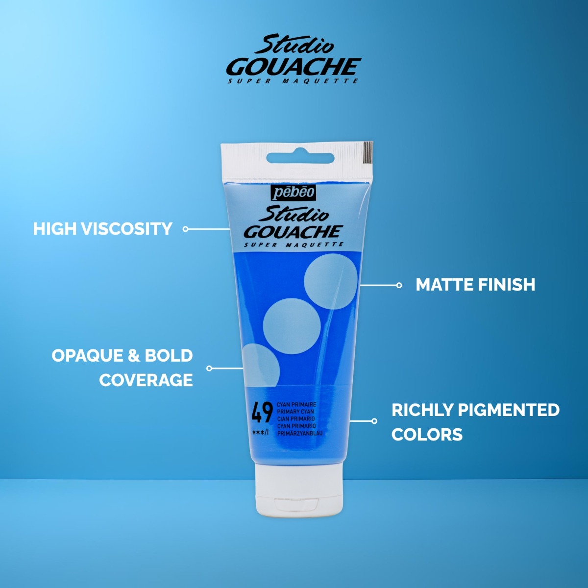 STUDIO GOUACHE PRIMARY SETS 5 ASSORTED 100 ML TUBES