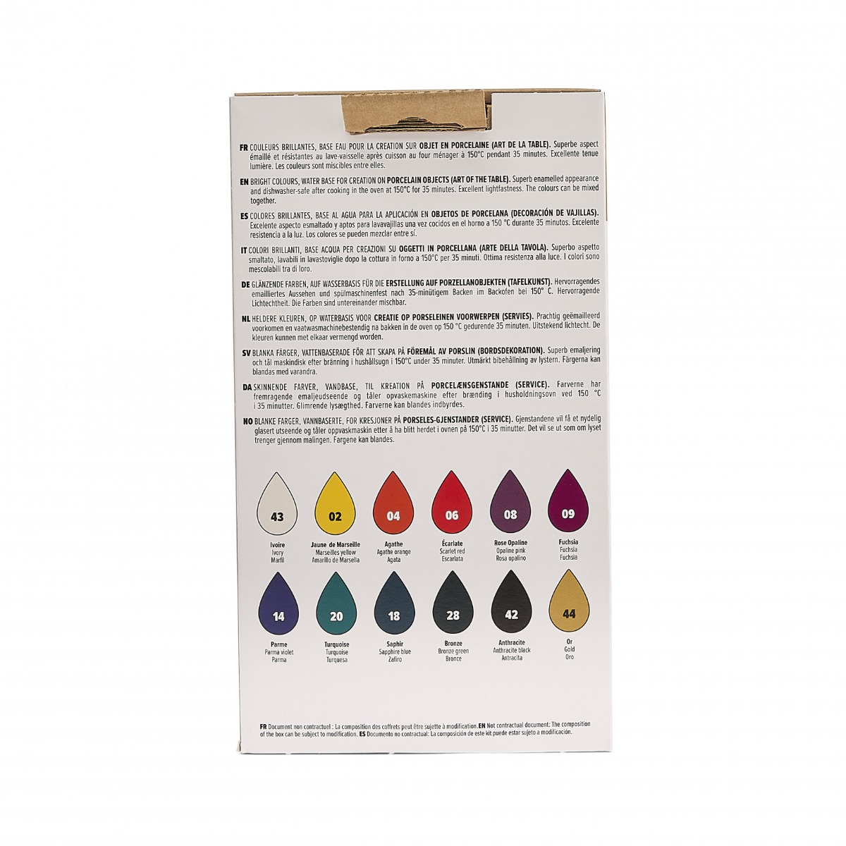ENSEMBLE PEINTURE POUR PORCELAINE 150 #1 12 X 20 ML