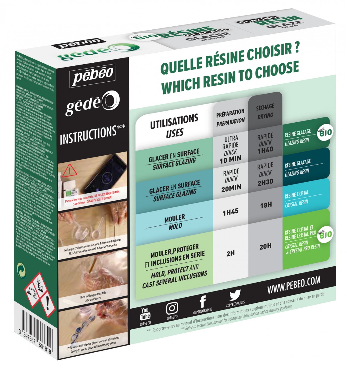 ENSEMBLE RÉSINE GLAÇAGE BIO GÉDÉO 150 ML