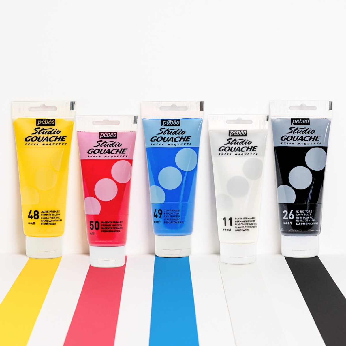 STUDIO GOUACHE PRIMARY SETS 5 ASSORTED 100 ML TUBES